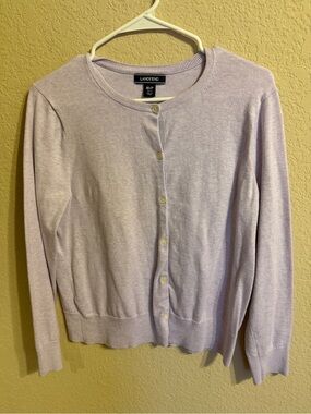 Lands' End Light Lavender Button-Front Cardigan